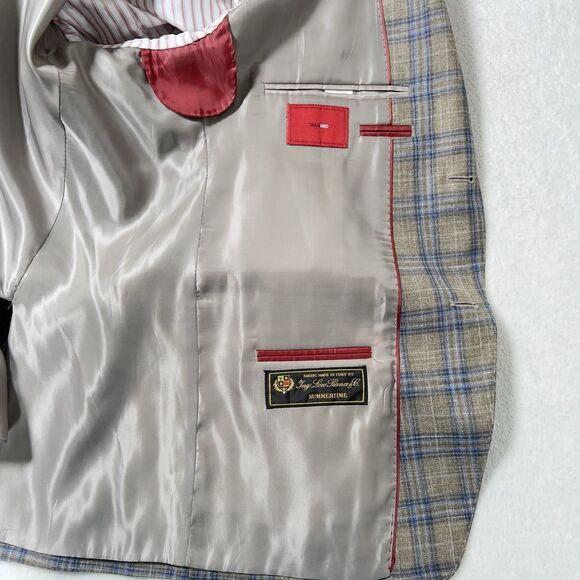 TailoRed Loro Piana Blazer Mens Sz 44R Plaid 2 Button Silk Wool Linen Blend - Picture 7 of 16